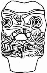 Limestone head of the Storm-god Pazuzu. (British Museum.)