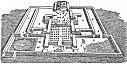 Fig. 35.—Roman Baths at Verdes, Loir-et-Cher, showing Labyrinth Mosaic. (From De Caumont's Ab&eacute;c&eacute;daire.)