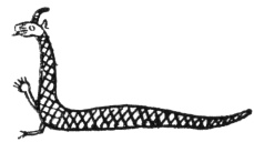 FIG. 2.THE EARLIEST BABYLONIAN CONCEPTION OF THE DRAGON TIAMAT (from a Cylinder-seal in the British Museum, after L. W. King).