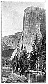 EL CAPITAN (TO-TAU-KON-NU'-LA),<BR>
3,300 Feet.<BR>
The Indians believe that this great rock grew from a small boulder. See ''Legend of the Tul-tok'-a-na.''