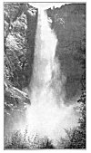 BRIDAL VEIL FALL (PO-HO'-NO),<BR>
940 Feet.<BR>
The source of this stream is supposed by the Indians to be haunted by troubled spirits, which affect the water along its whole course. The word Po-ho'-no means a ''puffing wind.''