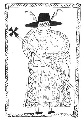 FIG. 22--The examining head-chief,<BR>or <I>halach-uinic</I><BR>(Chumayel MS.).