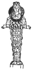 FIG. 98. EPHESIAN ARTEMIS. (P. Decharme. Mythologie de la Gr&egrave;ce antique, fig. 145.)